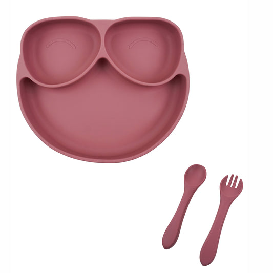 Tiny Teethers Designs Babies and Toddlers 3 Piece Silicone Tableware Set, Pink