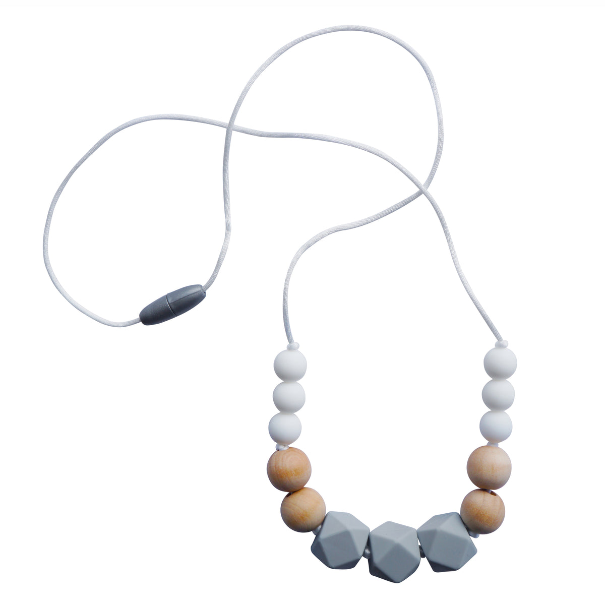 Tiny Teethers Designs Baby Boys and Baby Girls Silicone Teething Necklace for Mom and Baby, Gray
