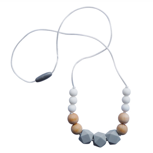 Tiny Teethers Designs Baby Boys and Baby Girls Silicone Teething Necklace for Mom and Baby, Gray