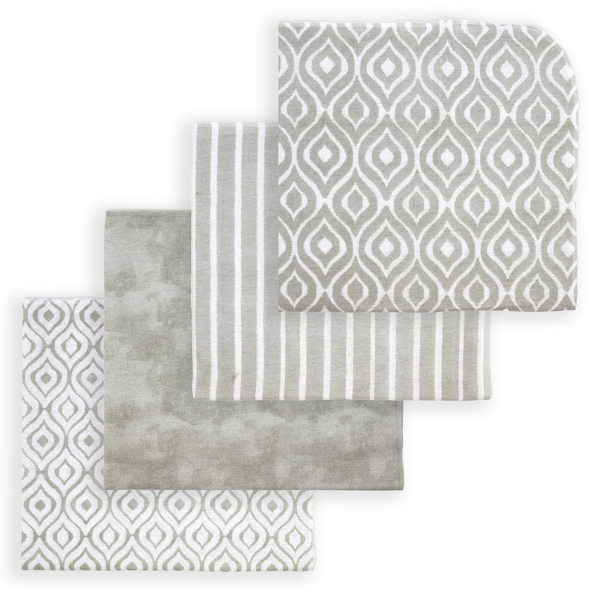 Tendertyme Baby Boys and Baby Girls Watercolor 4 Pack Receiving Blankets, Soft Gray