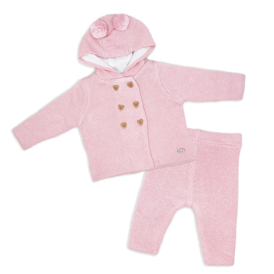 Rock A Bye Baby Boutique Rock-a-Bye Baby Boutique Baby Girls 2 Piece Pink Jacket and Trouser Knitted Set, 0-3M