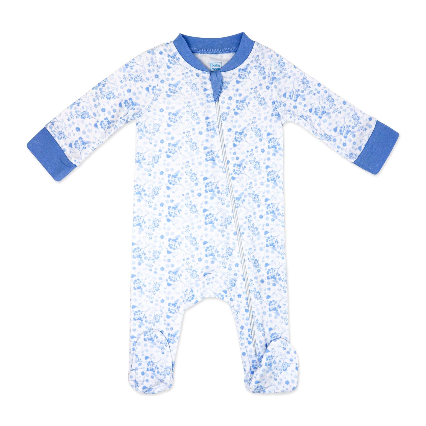 Baby Mode Baby Girls Bluebirds Zippered Footed Sleeper, 6-9M