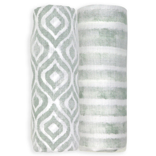 Tendertyme Baby Boys and Baby Girls 2 Pack Muslin Swaddle Blankets, Soft Gray