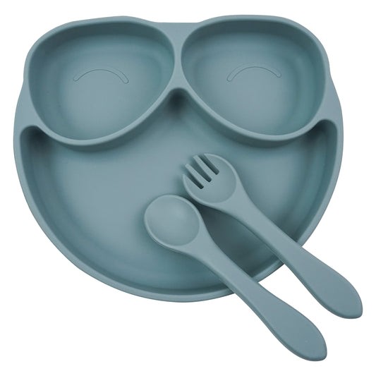 Tiny Teethers Designs Babies and Toddlers 3 Piece Silicone Tableware Set, Blue