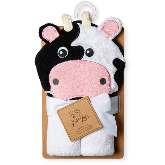 Jesse & Lulu Baby Boys and Girls Cow Hooded Bath Towel