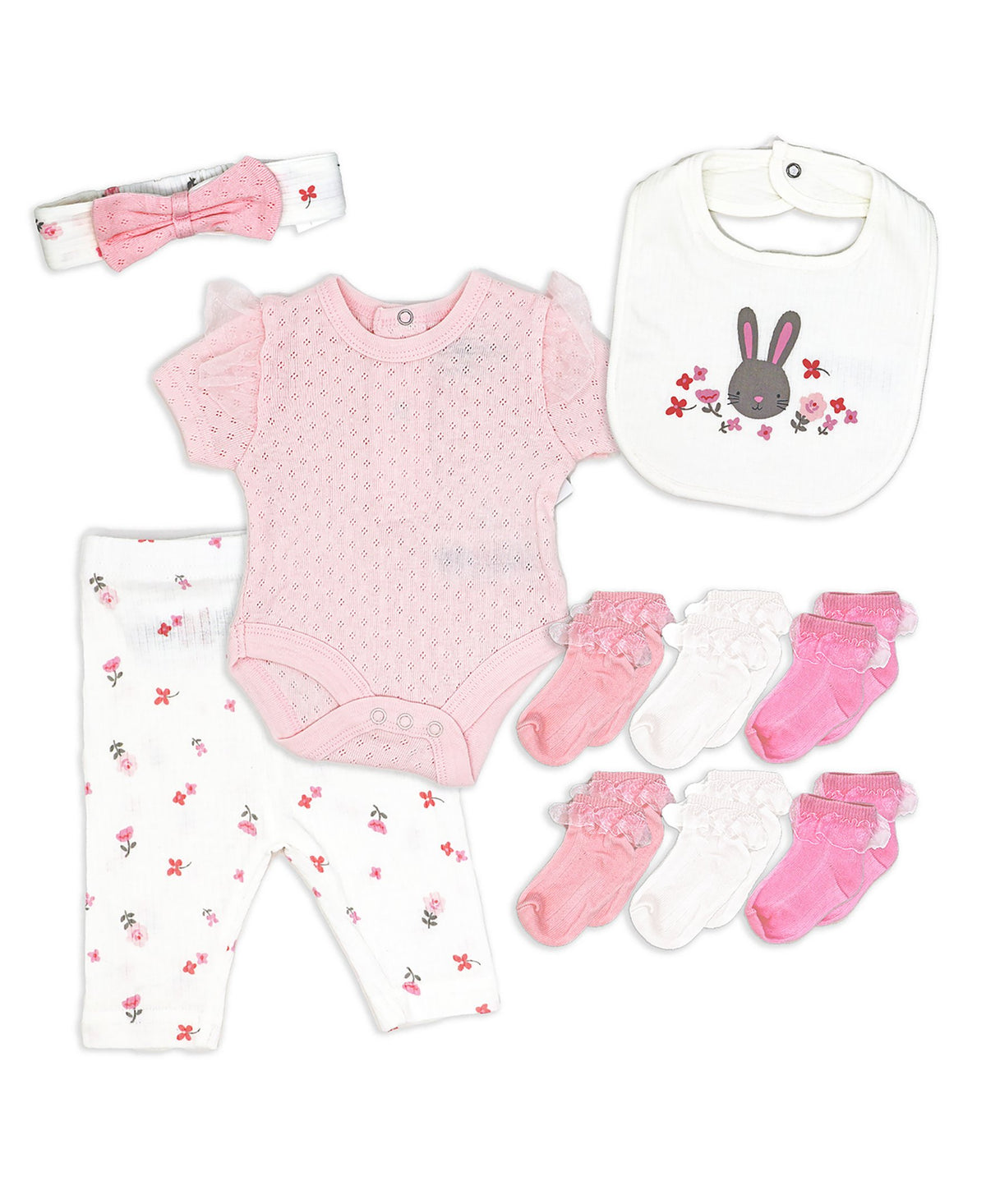 Lily & Jack Baby Girls 10 Piece Layette Set, Bunny, NB