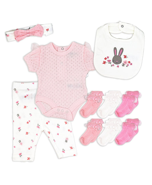Lily & Jack Baby Girls 10 Piece Layette Set, Bunny, NB