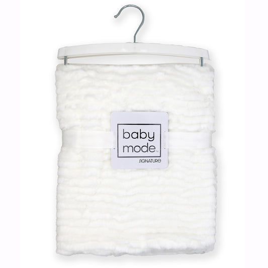Baby Mode Baby Boys and Baby Girls Ridged Plush Baby Blanket, White