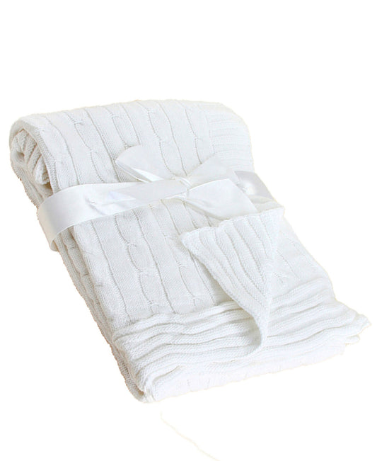 Baby Mode Signature Baby Boys and Baby Girls Cotton Cable Knit Baby Blanket, Off White