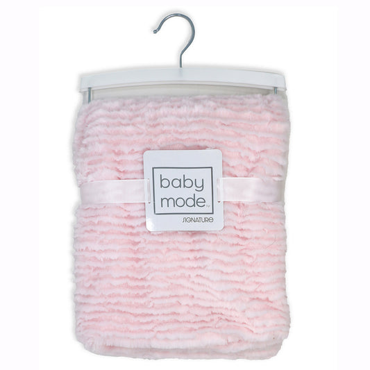 Baby Mode Baby Boys and Baby Girls Ridged Plush Baby Blanket, Pink