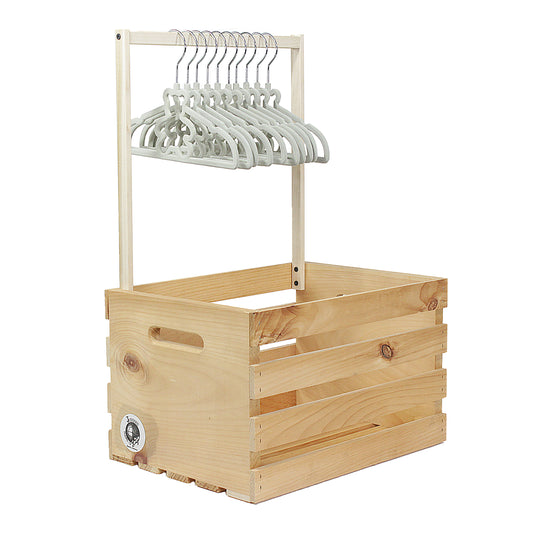 3 Stories Trading Company 12 Piece Baby Shower Wardrobe Gift Crate and Clothes Hangers, Light Gray
