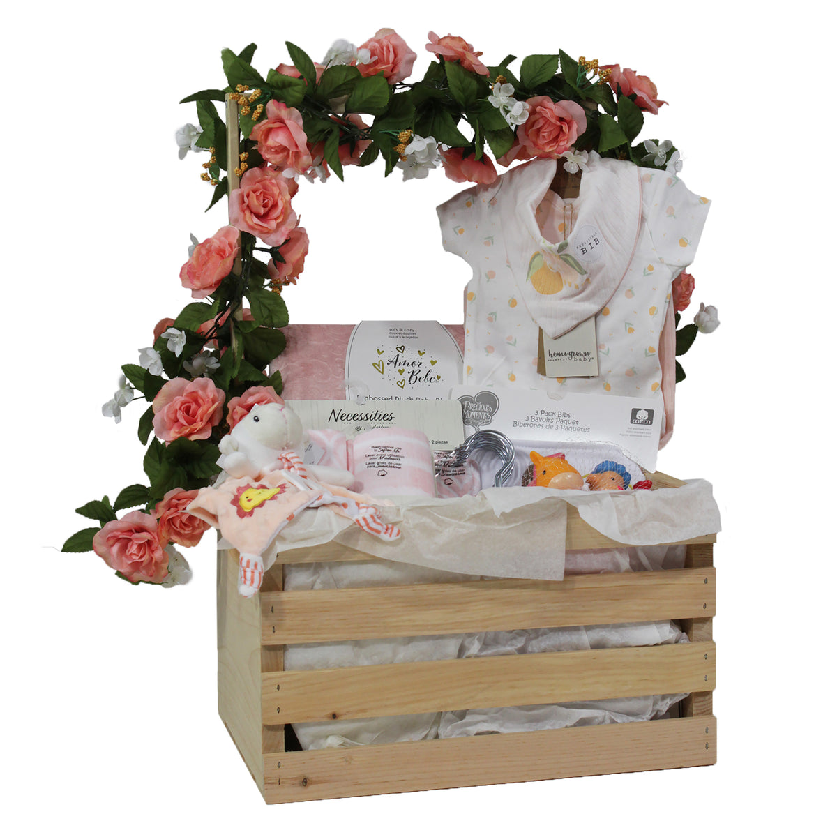 3 Stories Trading Company 29 Piece Complete Baby Shower Wardrobe Gift Crate, Girls