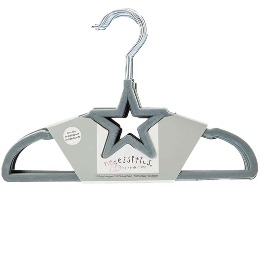 necessities by tendertyme Baby Boys and Baby Girls 10 Piece No-Slip Clothes Hangers, Gray Stars