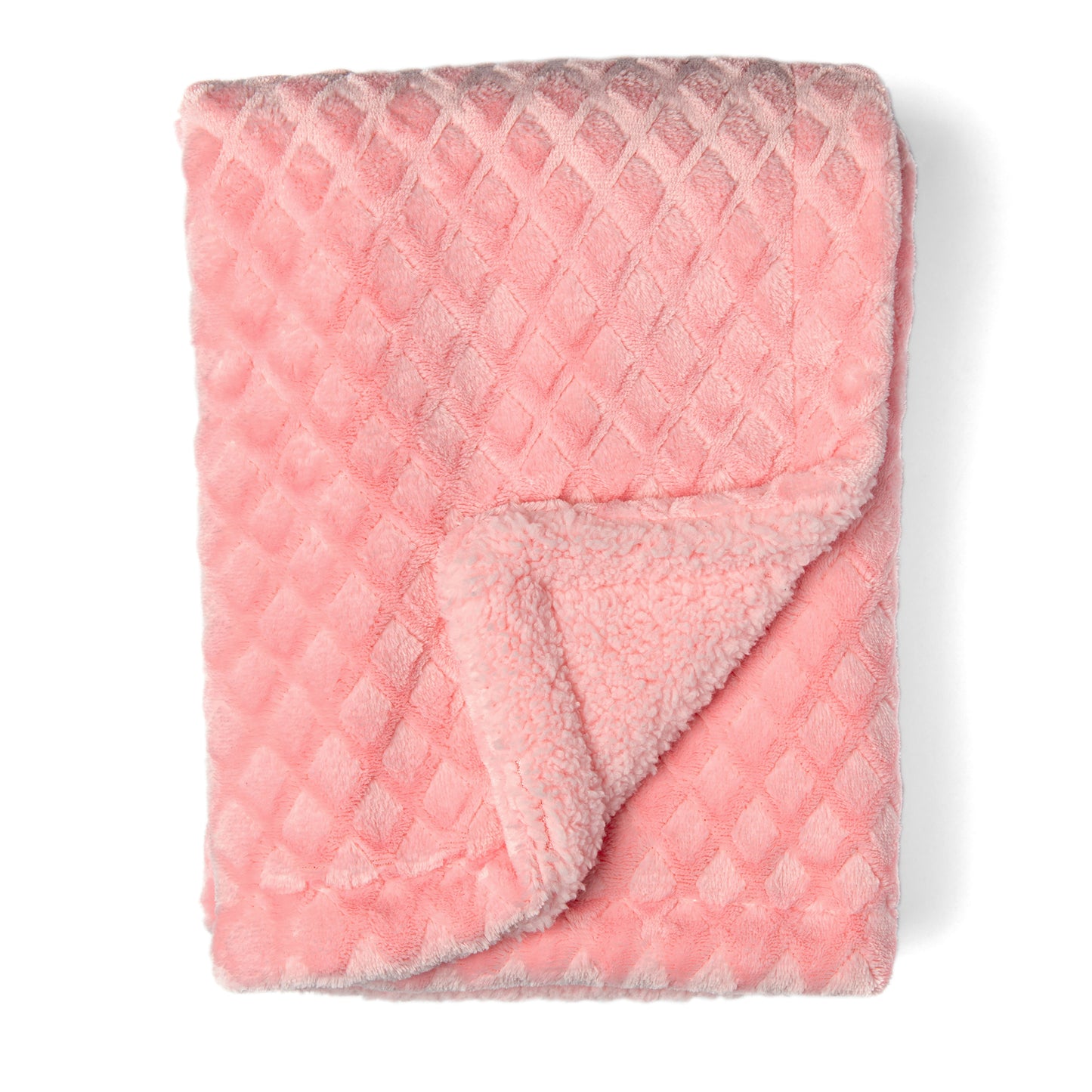 Baby Mode Baby Diamond Plush Sherpa Baby Blanket, Pink