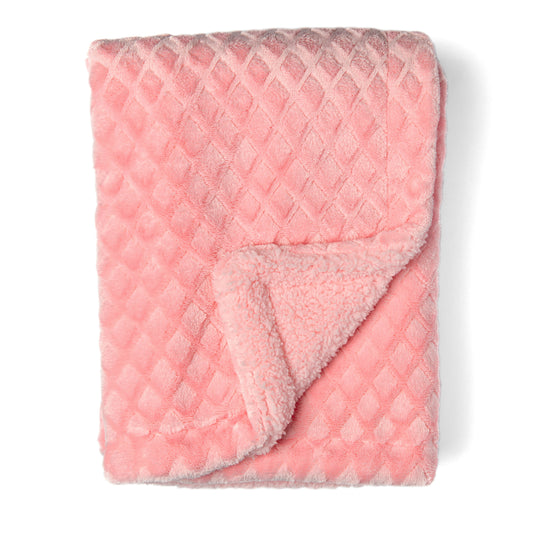 Baby Mode Baby Diamond Plush Sherpa Baby Blanket, Pink