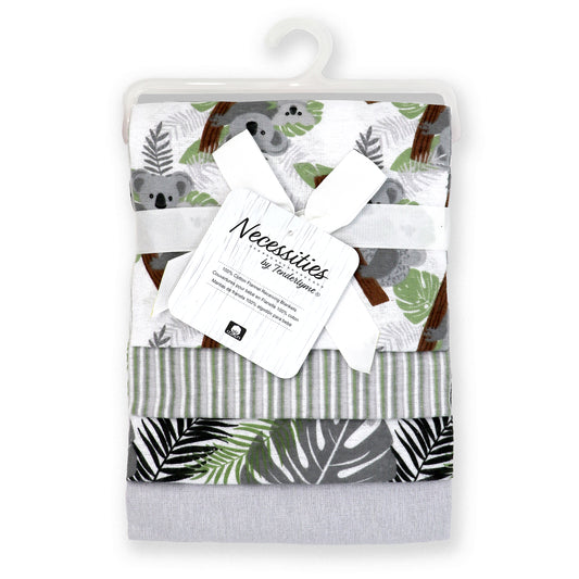 necessities by tendertyme Baby Boys and Baby Girls 4 Piece Tropical Prints Receiving Blankets, Gray