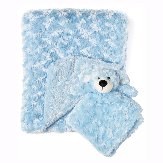 Baby Mode Baby Boys and Girls Plush Blanket with Nunu Gift Set, Blue