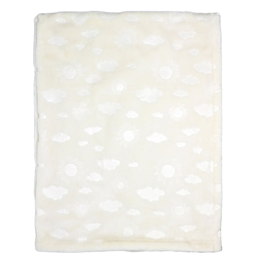 Baby Mode Baby Boys and Baby Girls Embossed Plush Minky Blanket, Ivory Sun