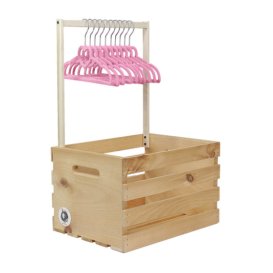 3 Stories Trading Company 12 Piece Baby Shower Wardrobe Gift Crate and Clothes Hangers, Pink