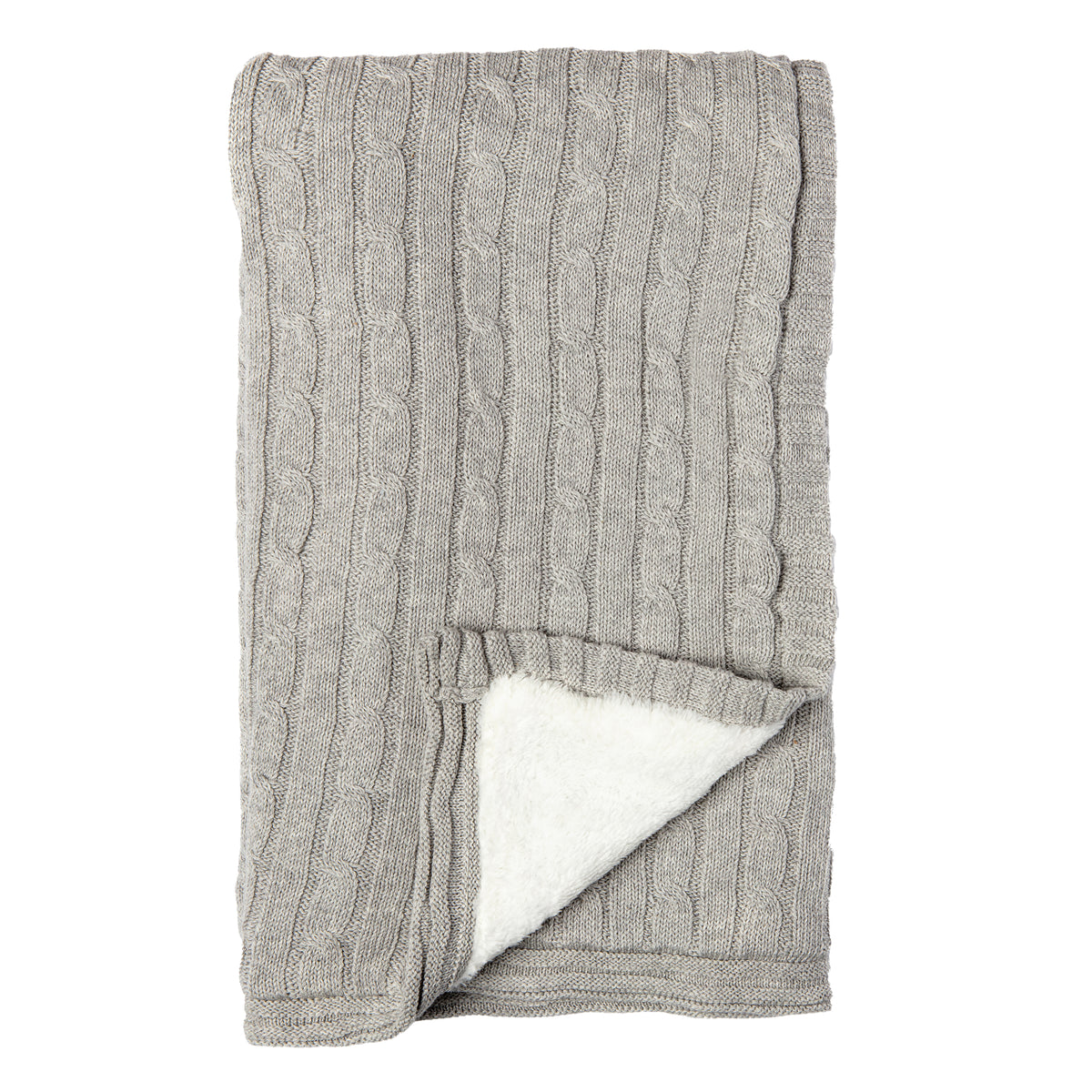 Baby Mode Signature Baby Boys and Baby Girls Cotton Cable Knit Sherpa Baby Blanket, Gray