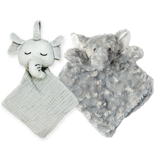 Baby Mode Baby Boys and Baby Girls Muslin Pacifier Keeper with Plush Nunu Gift Set, Gray