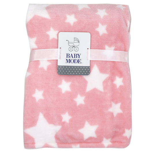 Baby Mode Baby Boys and Baby Girls Plush Fleece Star Print Baby Blanket, Pink