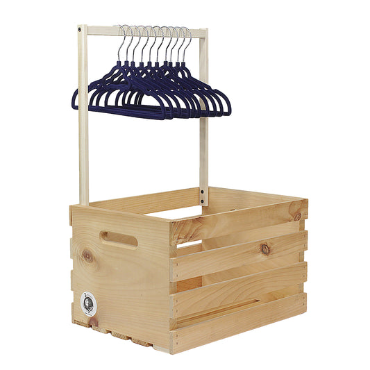 3 Stories Trading Company 12 Piece Baby Shower Wardrobe Gift Crate and Clothes Hangers, Blue
