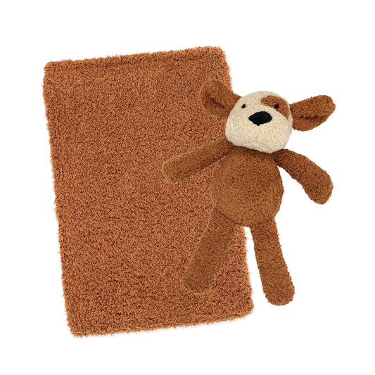 necessities by tendertyme Baby Boys or Baby Girls Chenille Blanket with Puppy Gift Set, Brown