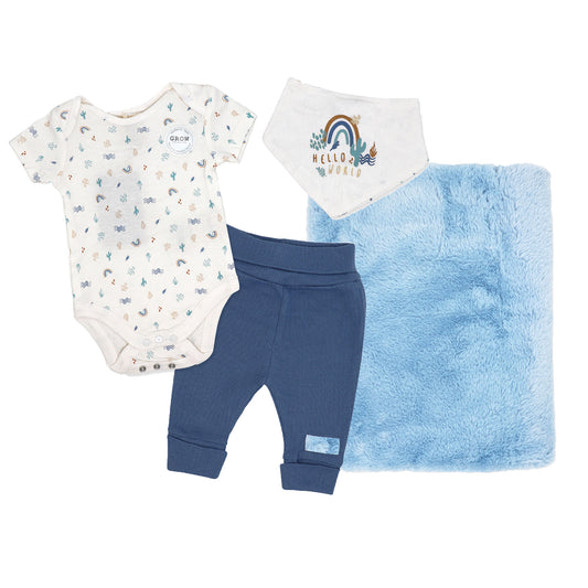 Home Grown Baby 4 Piece Baby Boys and Baby Girls Home Grown Baby Gift Set, Southwest