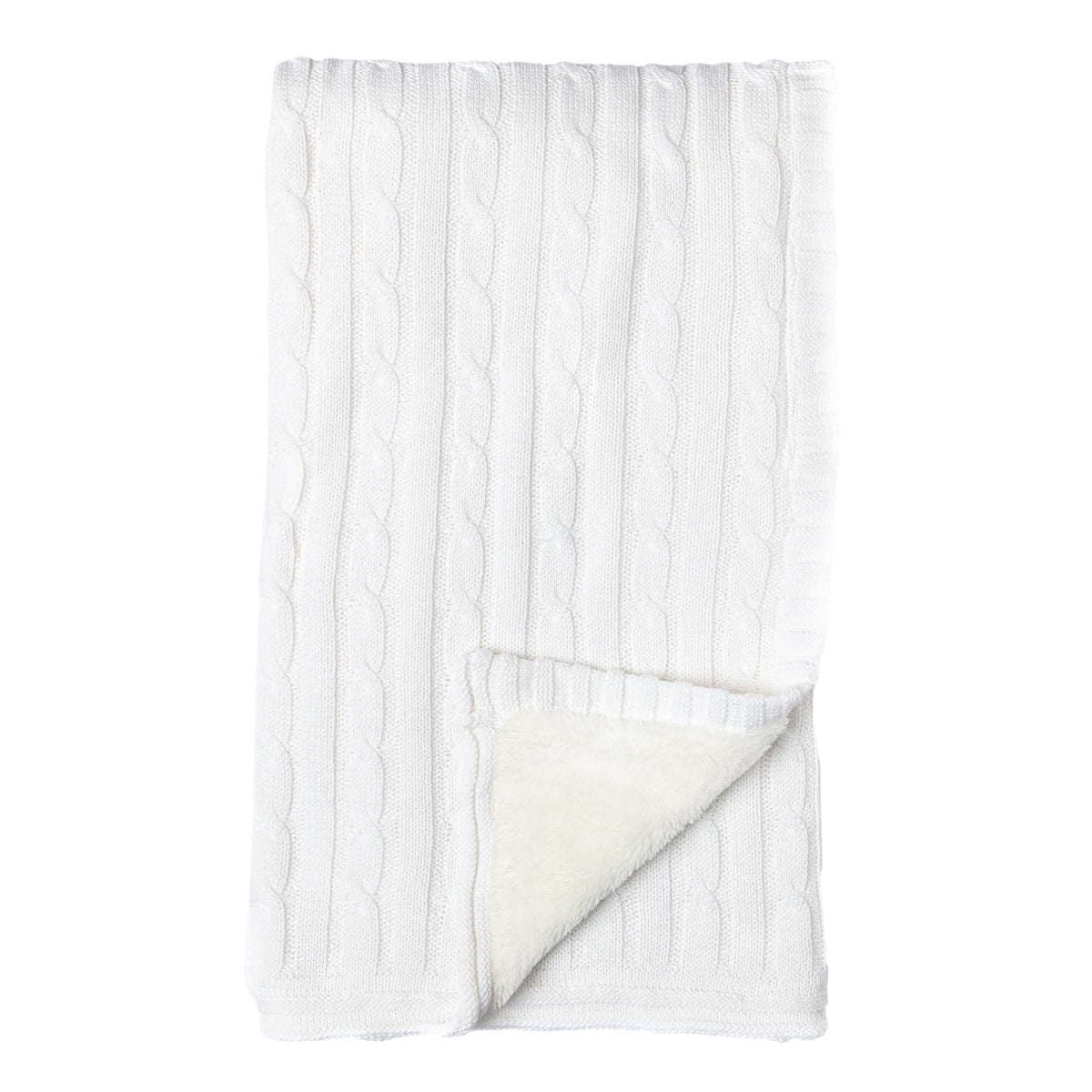 Baby Mode Signature Baby Boys and Baby Girls Cotton Cable Knit Sherpa Baby Blanket, Off White