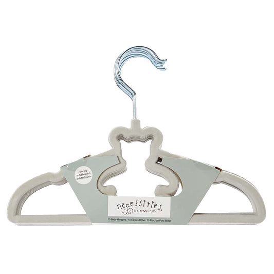 necessities by tendertyme Baby Boys and Baby Girls 10 Piece No-Slip Clothes Hangers, Light Gray Bears