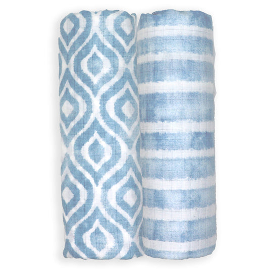 Tendertyme Baby Boys and Baby Girls 2 Pack Muslin Swaddle Blankets, Blue