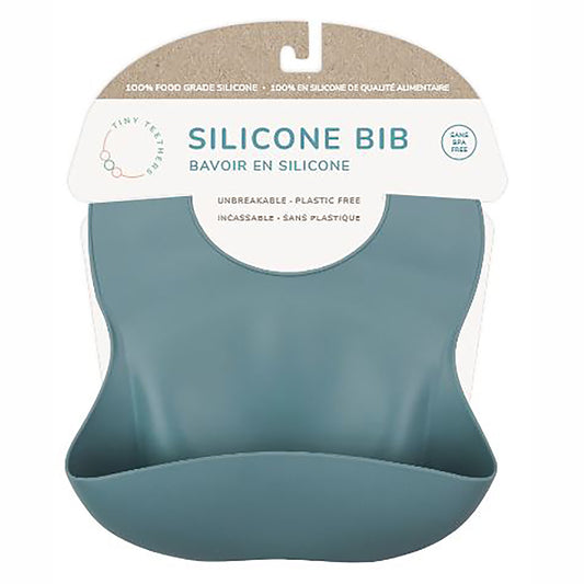 Tiny Teethers Designs Babies and Toddlers Silicone Feeding Bib, Blue