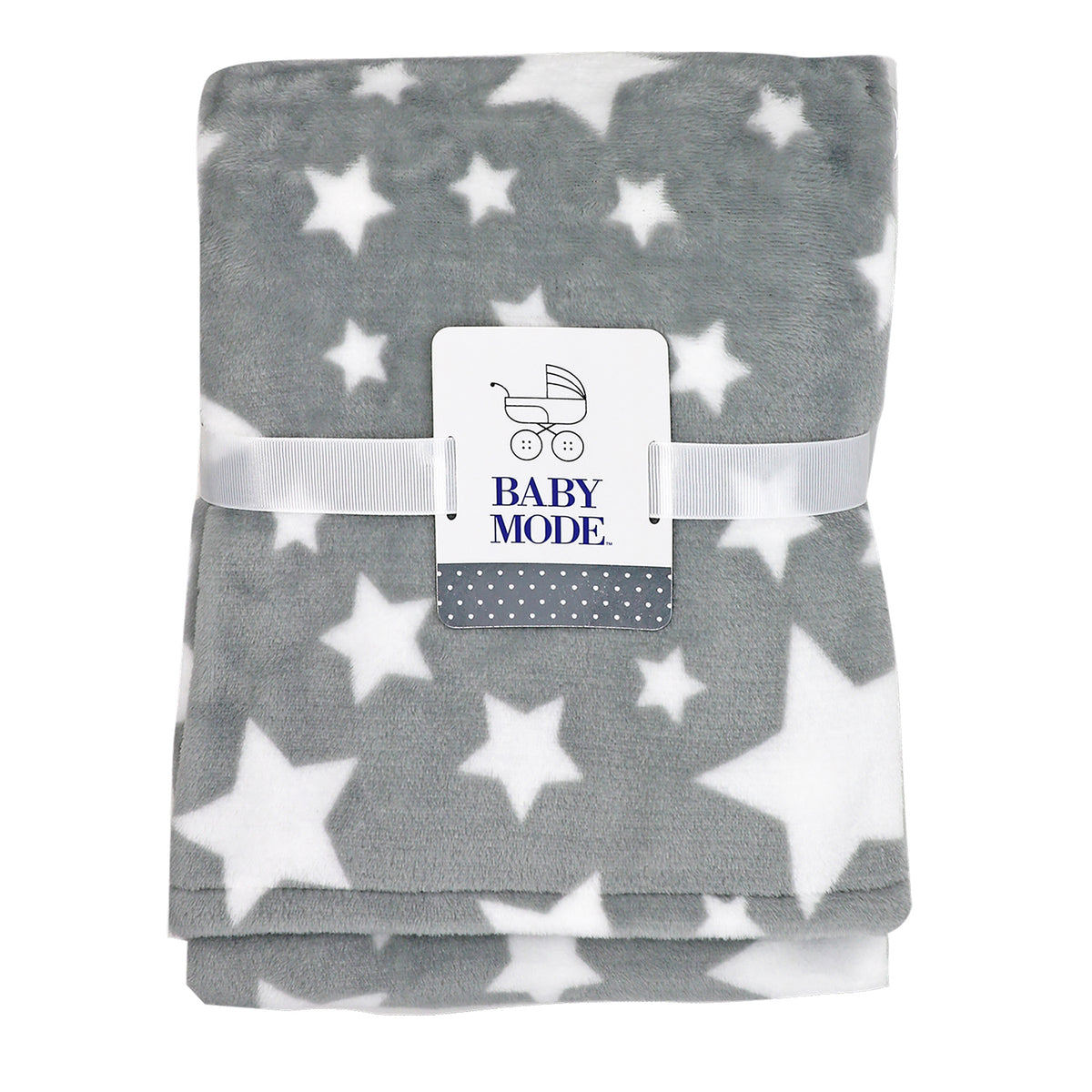 Baby Mode Baby Boys and Baby Girls Plush Fleece Star Print Baby Blanket, Gray