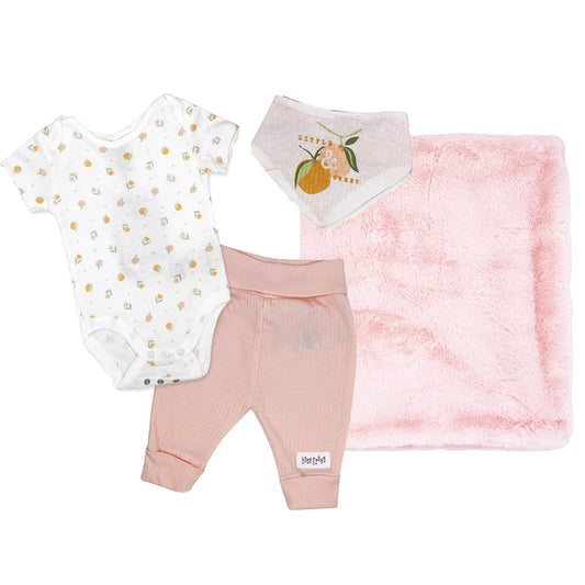 Home Grown Baby 4 Piece Baby Boys and Baby Girls Home Grown Baby Gift Set, Peaches