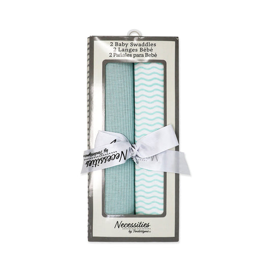 Baby Mode Signature Baby Boys and Baby Girls Boxed 2 Piece Knit Swaddle Blankets, Green