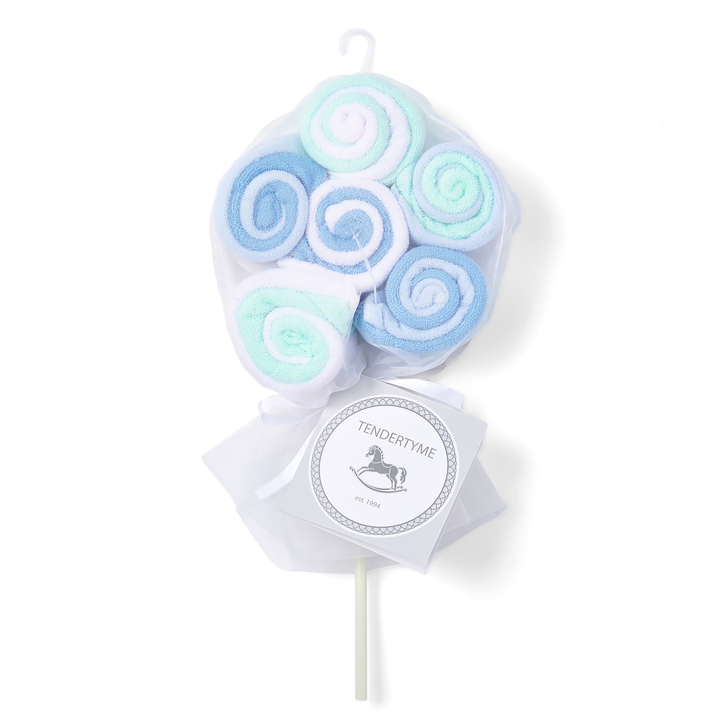 necessities by tendertyme Baby Boys and Girls Lollipop Baby Washcloth Gift Set, Blue