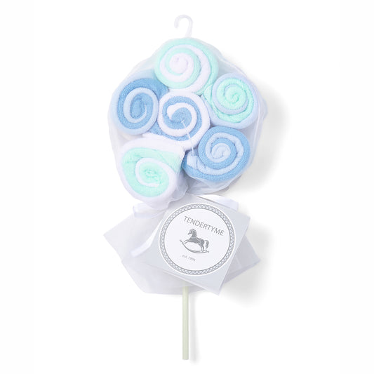 necessities by tendertyme Baby Boys and Girls Lollipop Baby Washcloth Gift Set, Blue