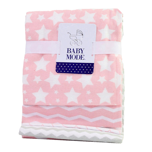 necessities by tendertyme Cotton Flannel Stars 4 Pc Baby Receiving Blankets, Pink
