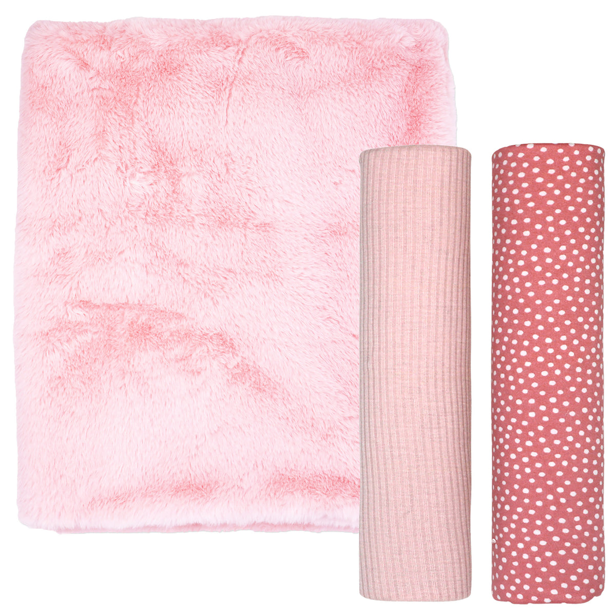 3 Stories Trading Company Baby Boys and Baby Girls Faux Fur 3 Piece Baby Blanket Gift Set, Coral
