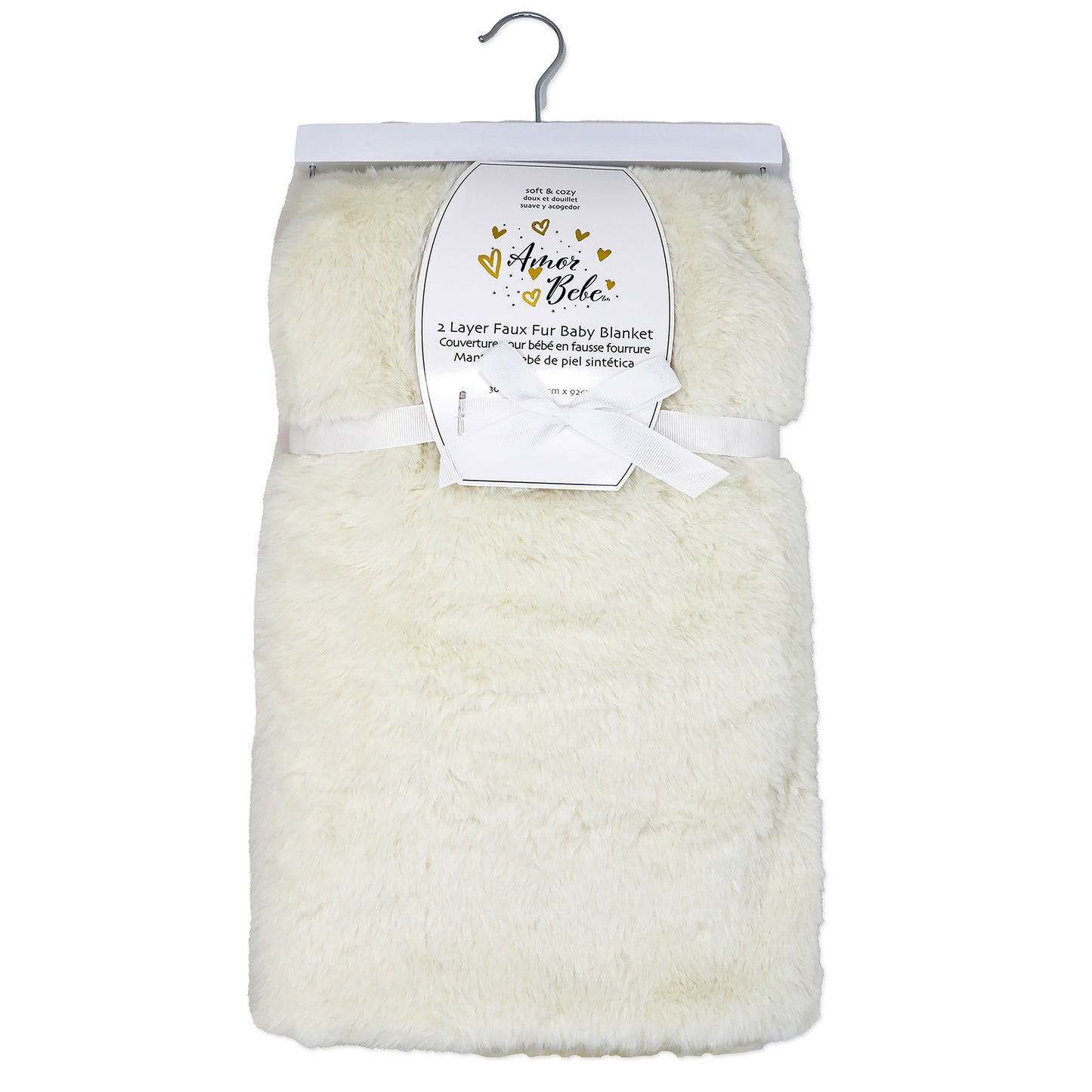 Baby Mode Baby Boys and Baby Girls Faux Fur Plush Blanket, Ivory