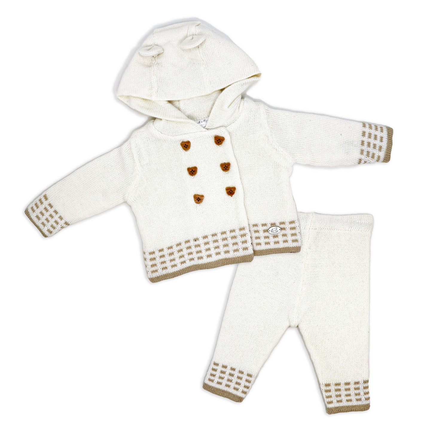 Rock A Bye Baby Boutique Rock-a-Bye Baby Boutique Baby Boys and Baby Girls 2 Piece Oatmeal Jacket and Trouser Knitted Set, 0-3M