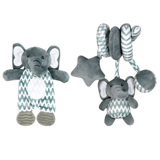 3 Stories Trading Company Baby Boys and Baby Girls 2 Piece Infant Toy Gift Set, Gray