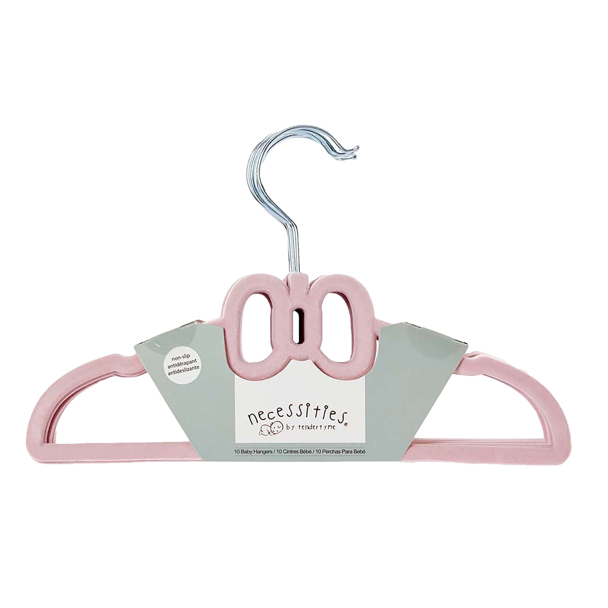 necessities by tendertyme Baby Boys and Baby Girls 10 Piece No-Slip Clothes Hangers, Light Pink Bows