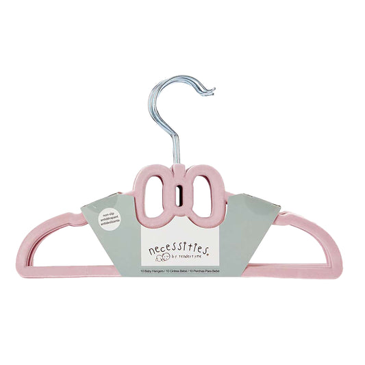 necessities by tendertyme Baby Boys and Baby Girls 10 Piece No-Slip Clothes Hangers, Light Pink Bows