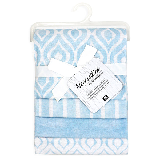 Tendertyme Baby Boys and Baby Girls Watercolor 4 Pack Receiving Blankets, Soft Blue