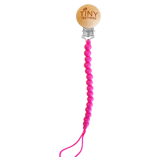 Tiny Teethers Designs Baby Boys and Baby Girls Silicone Pacifier Clip, Fuchsia