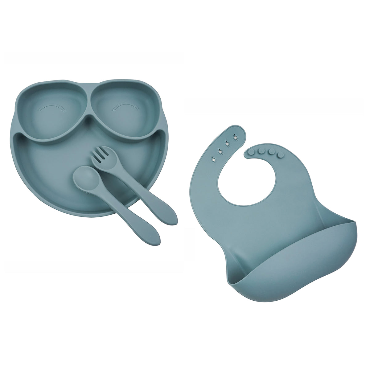 Tiny Teethers Designs Babies and Toddlers 4 Piece Silicone Tableware Set, Blue