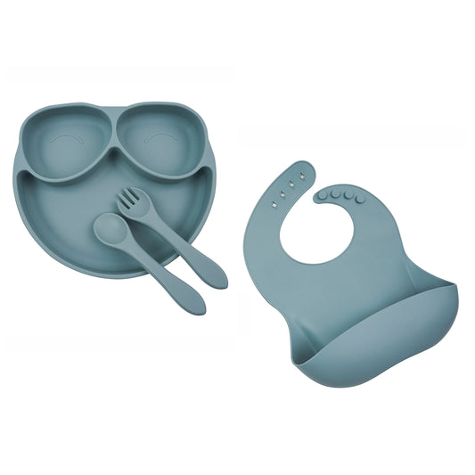 Tiny Teethers Designs Babies and Toddlers 4 Piece Silicone Tableware Set, Blue