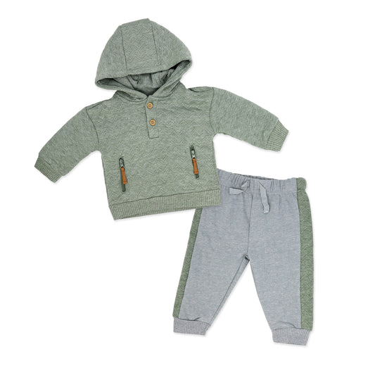 Baby Mode Baby Boys 2 Piece Quilted Jogger Set, 18M